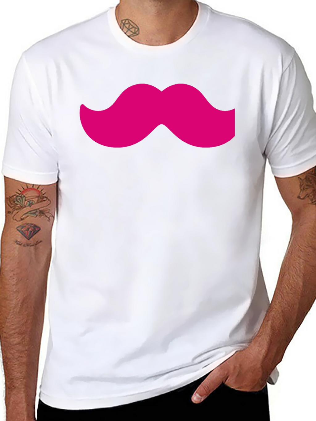 Pink Mustache Black Tee