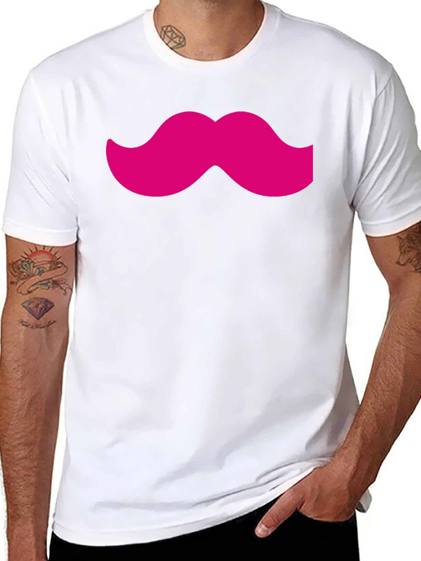 Pink Mustache Black Tee