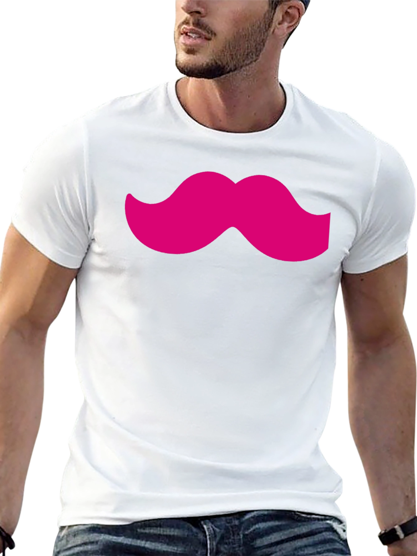 Pink Mustache Black Tee