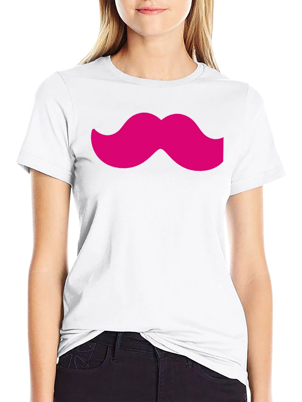 Pink Mustache Black Tee
