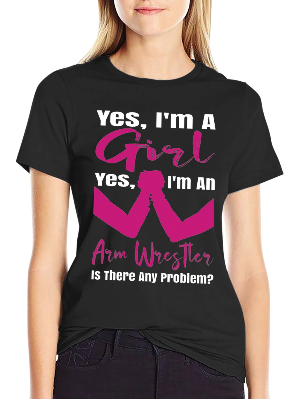 Girl Arm Wrestler T-Shirt - Powerful & Playful Design