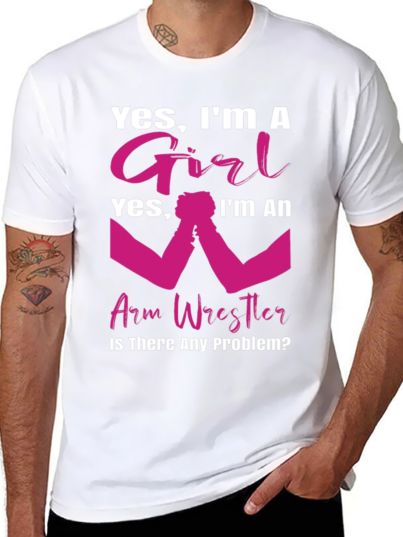 Girl Arm Wrestler T-Shirt - Powerful & Playful Design