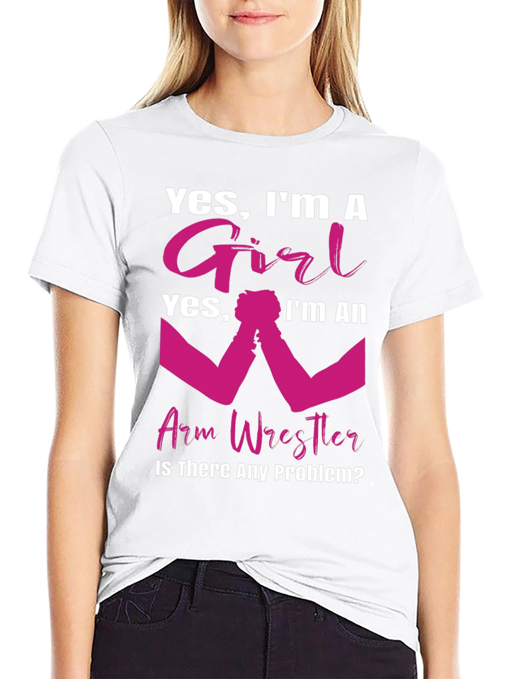 Girl Arm Wrestler T-Shirt - Powerful & Playful Design