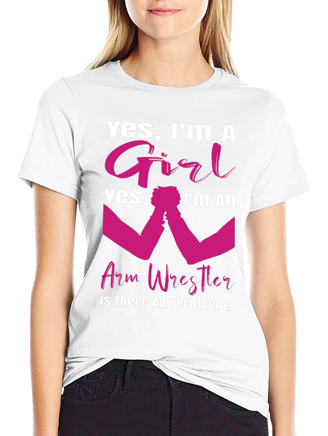 Girl Arm Wrestler T-Shirt - Powerful & Playful Design