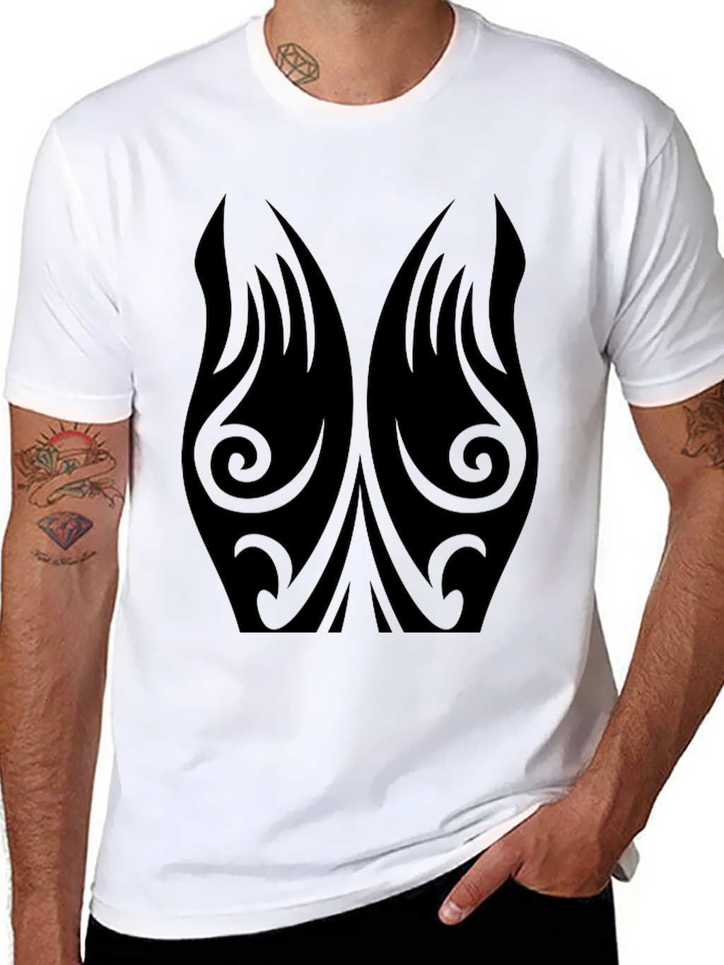 Tribal Tattoo Design Black T-Shirt