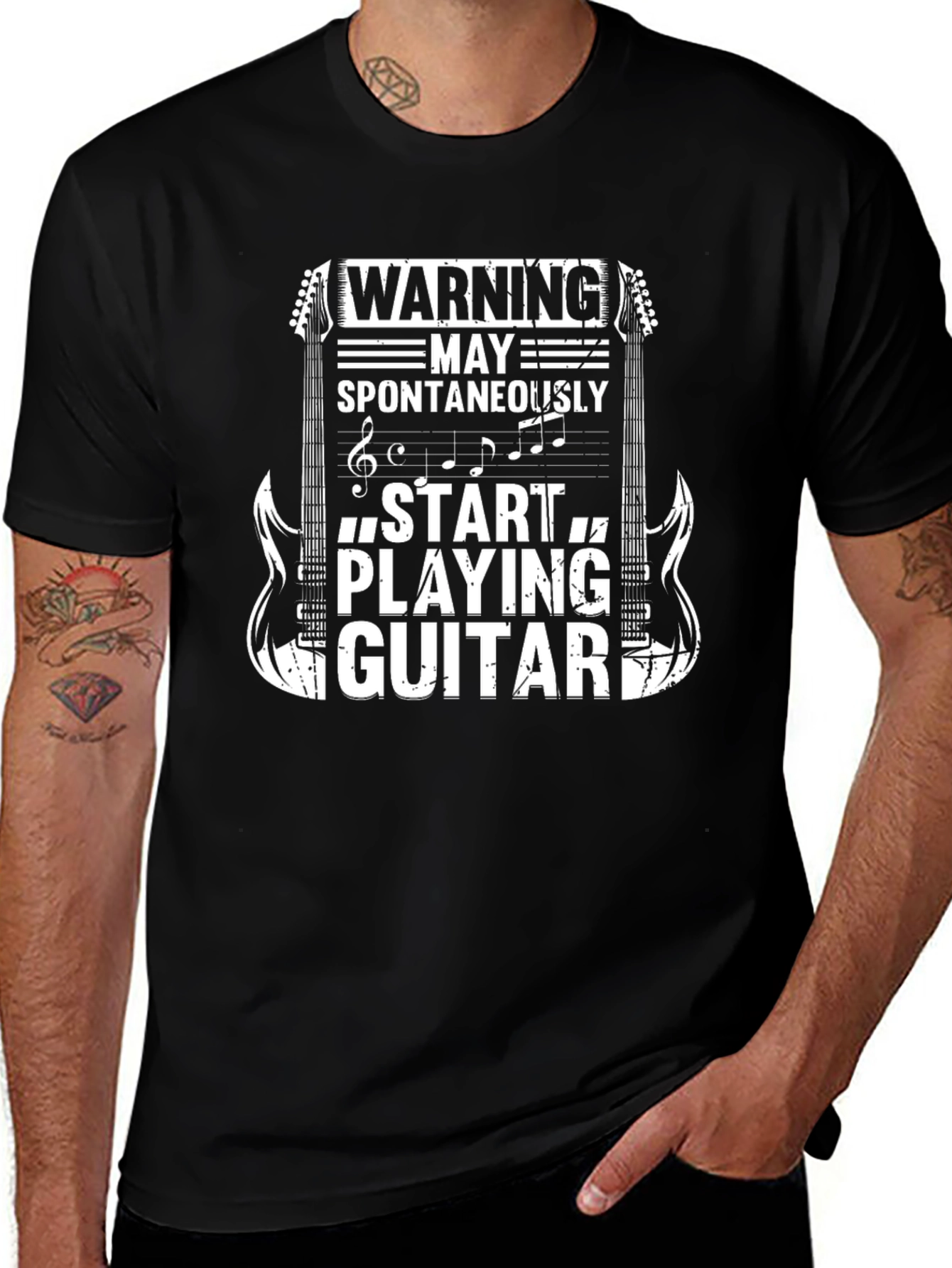 Warning May Spontaneously Play Guitar T-Shirt