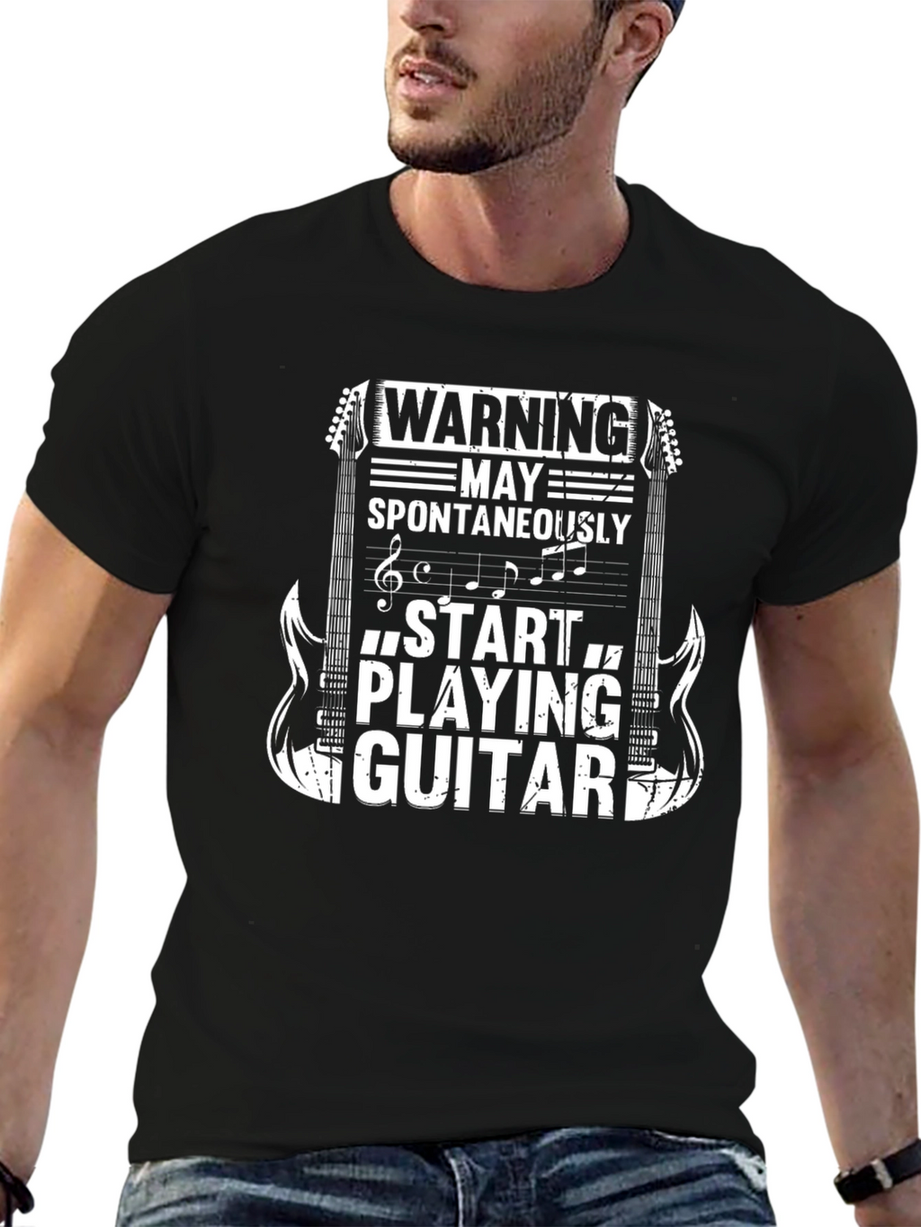 Warning May Spontaneously Play Guitar T-Shirt