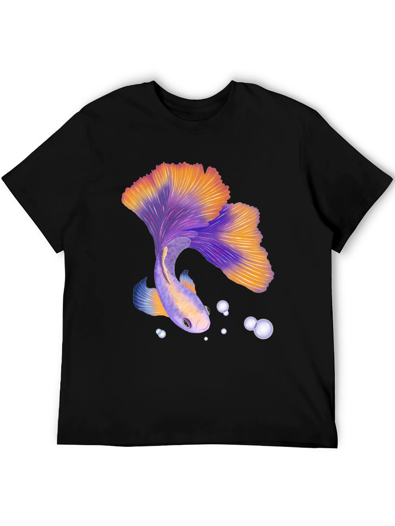 Betta Fish Graphic Tee - Black Casual T-Shirt