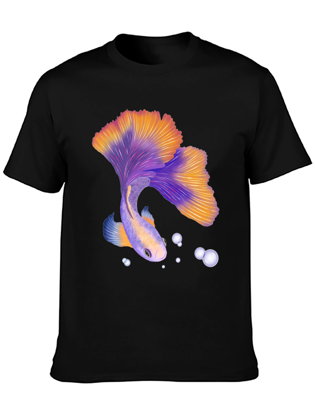 Betta Fish Graphic Tee - Black Casual T-Shirt