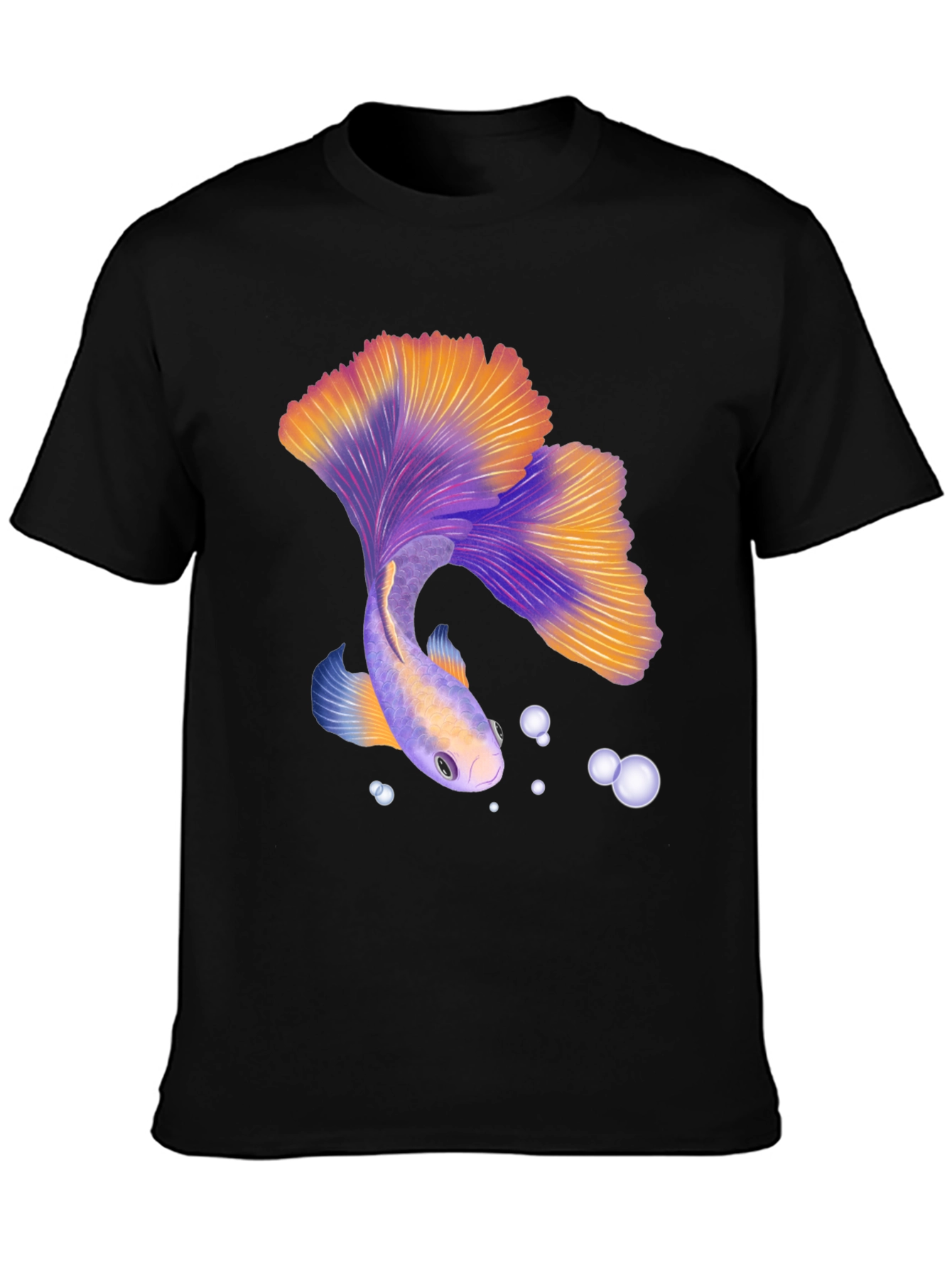 Betta Fish Graphic Tee - Black Casual T-Shirt