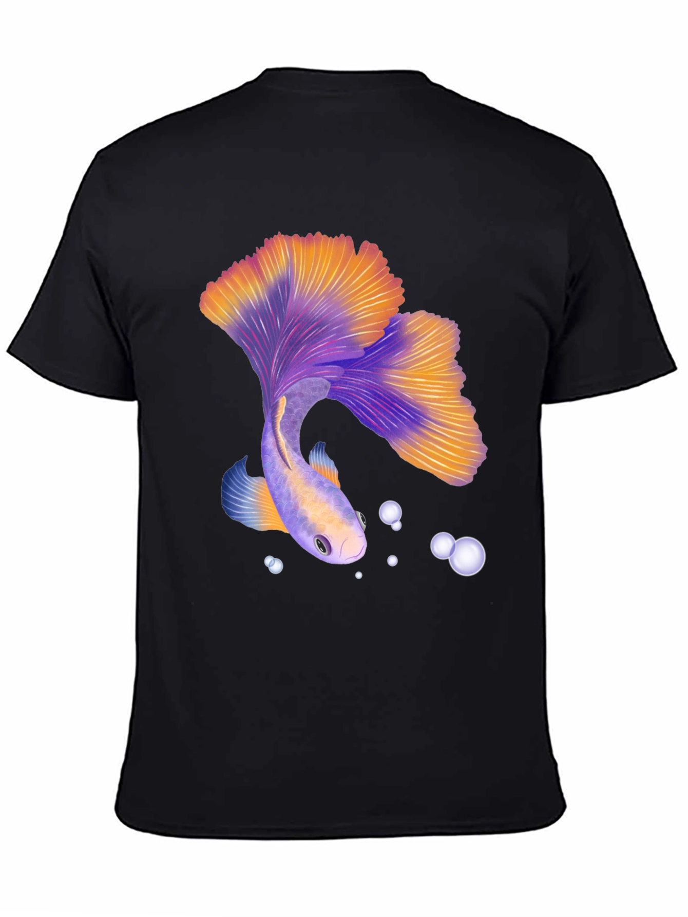 Betta Fish Graphic Tee - Black Casual T-Shirt