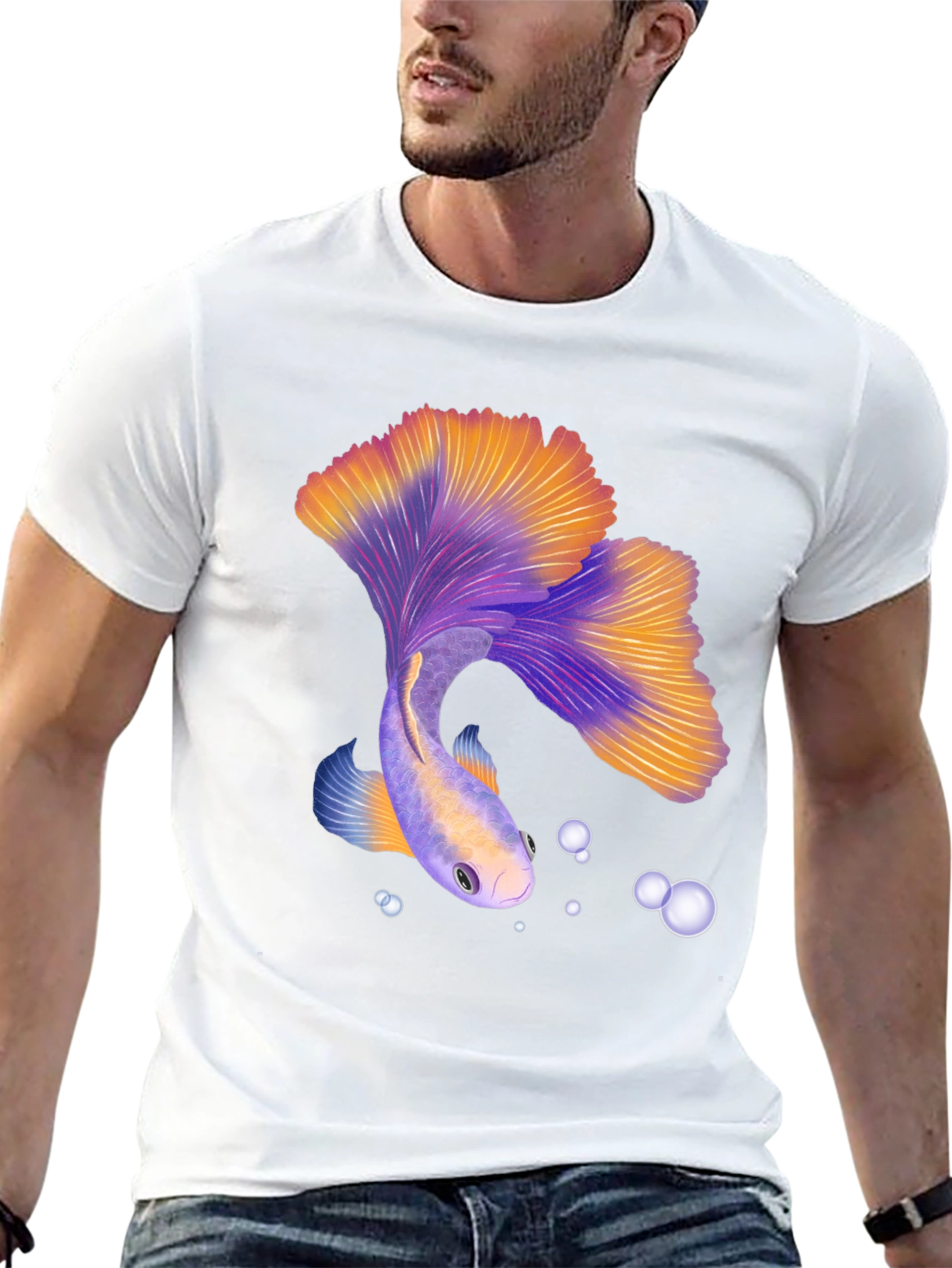 Betta Fish Graphic Tee - Black Casual T-Shirt