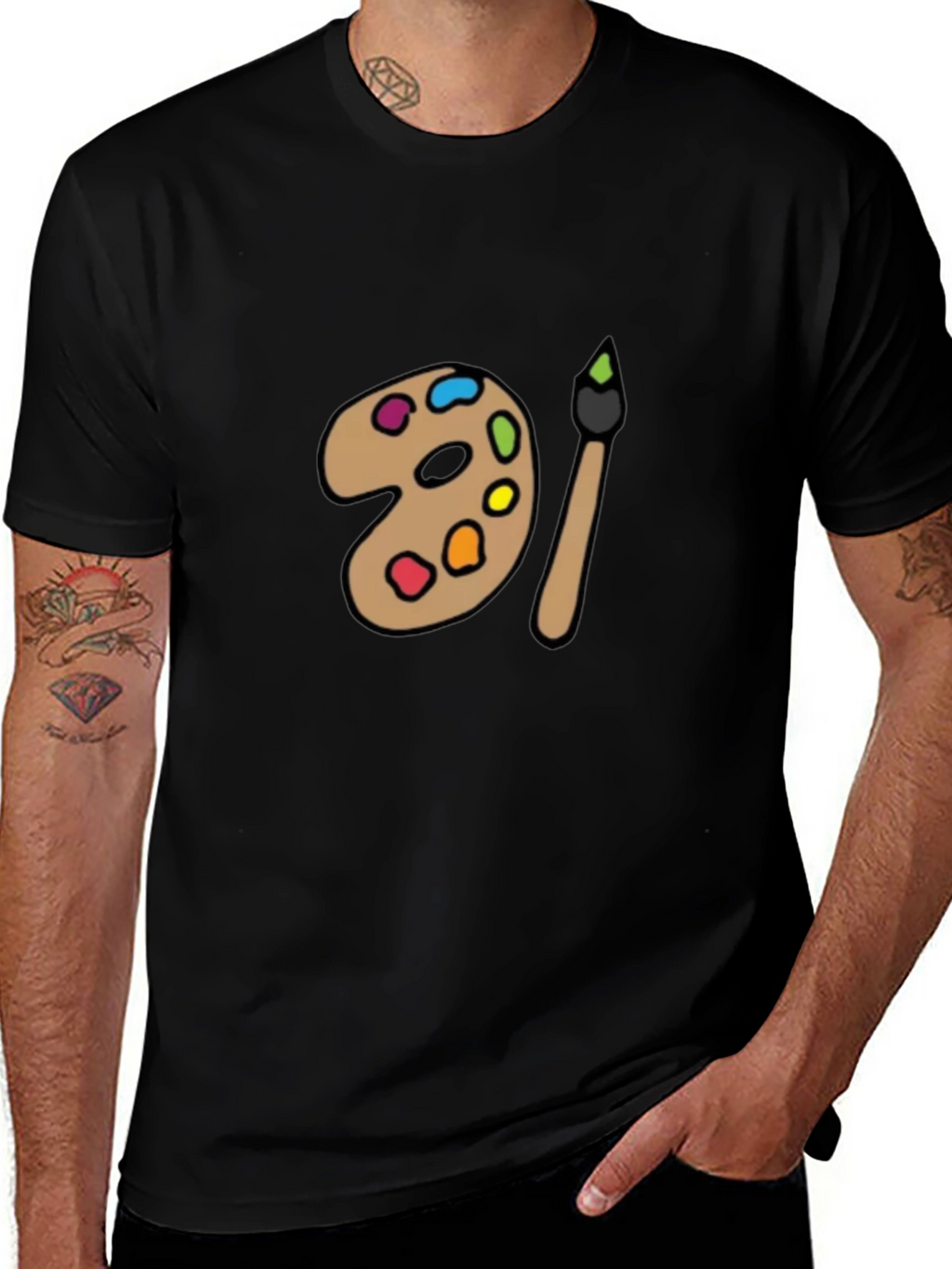 Artist Palette Graphic Tee - Black Cotton Shirt