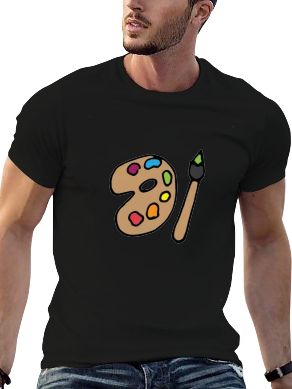Artist Palette Graphic Tee - Black Cotton Shirt