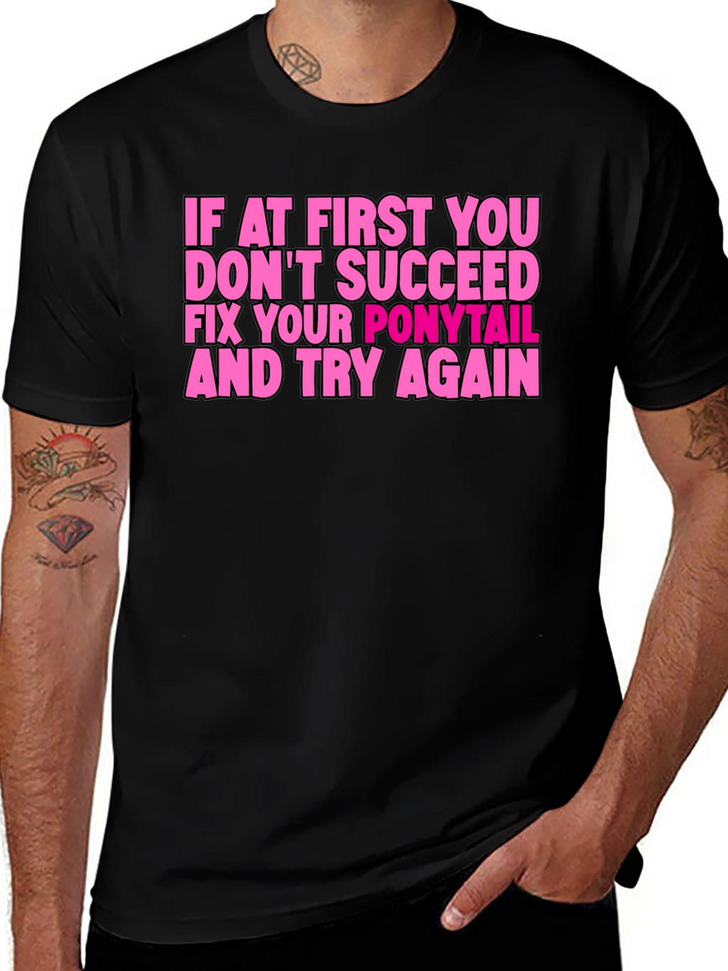 Funny Ponytail Fix T-Shirt - Black