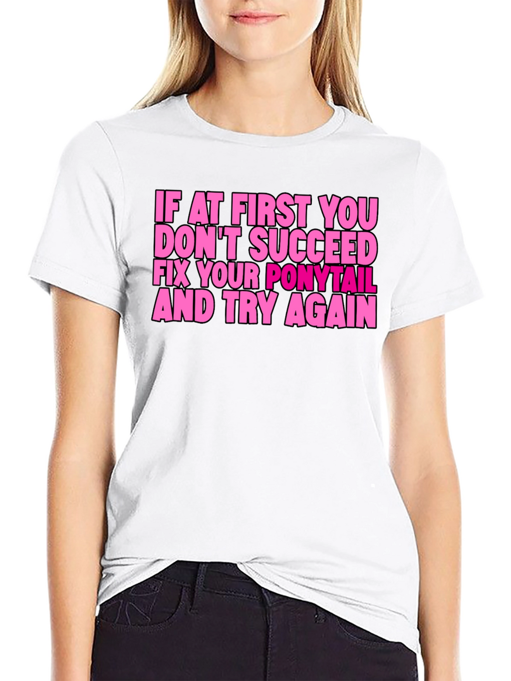 Funny Ponytail Fix T-Shirt - Black