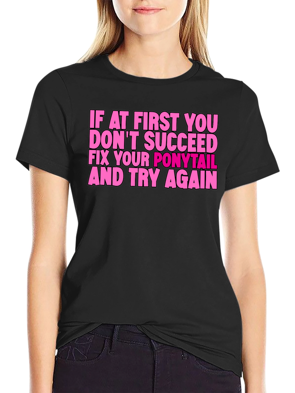 Funny Ponytail Fix T-Shirt - Black