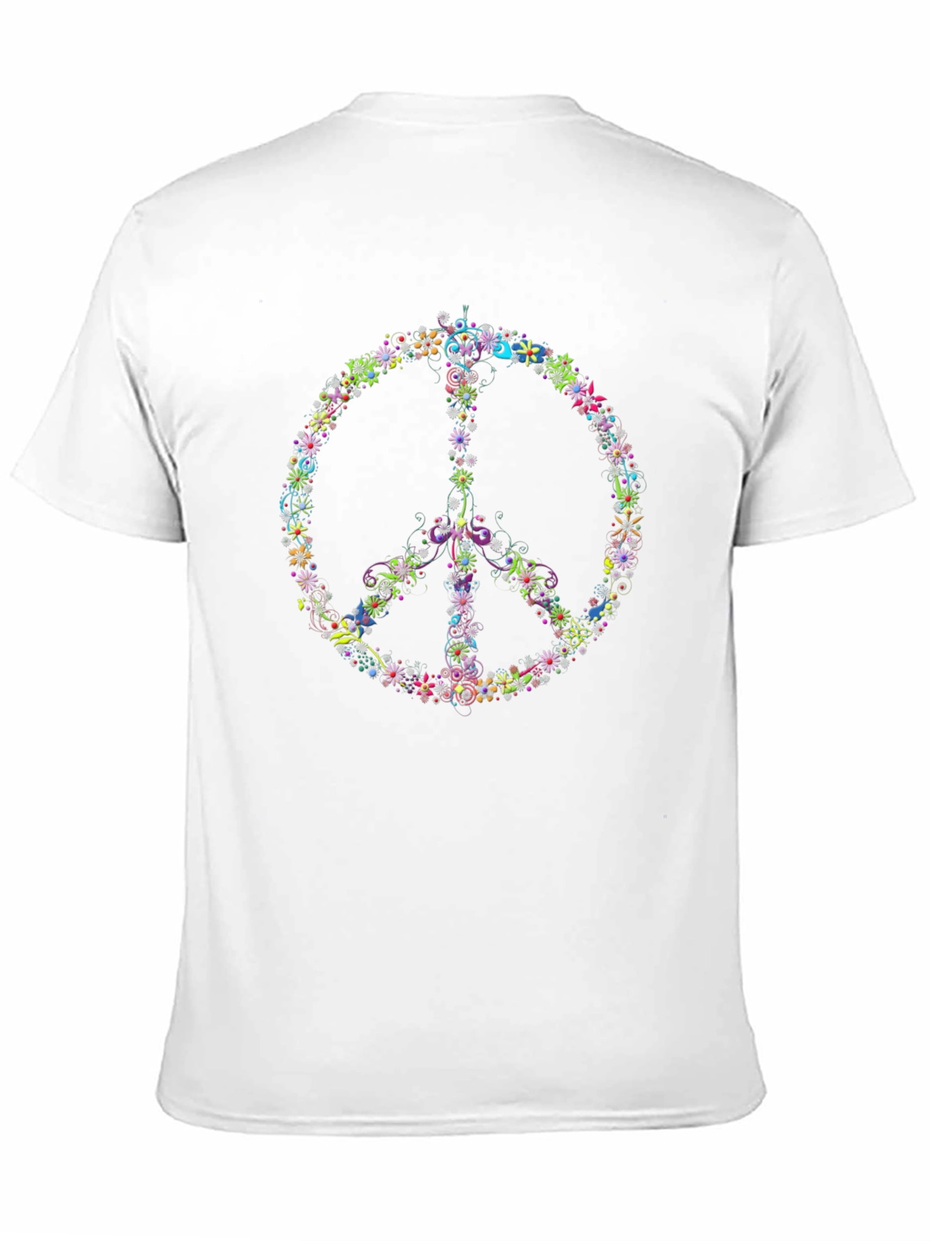 Floral Peace Sign Black T-Shirt