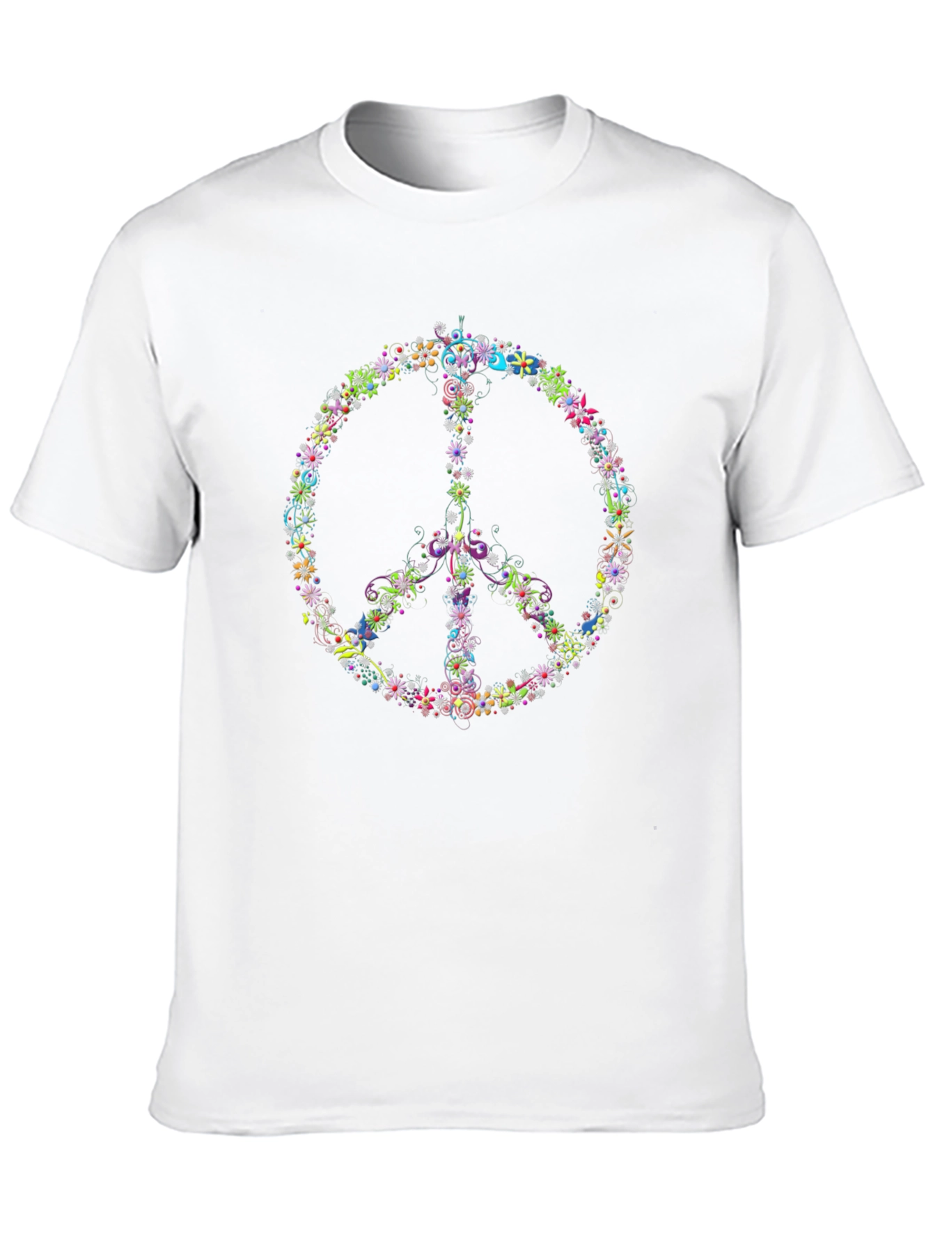 Floral Peace Sign Black T-Shirt