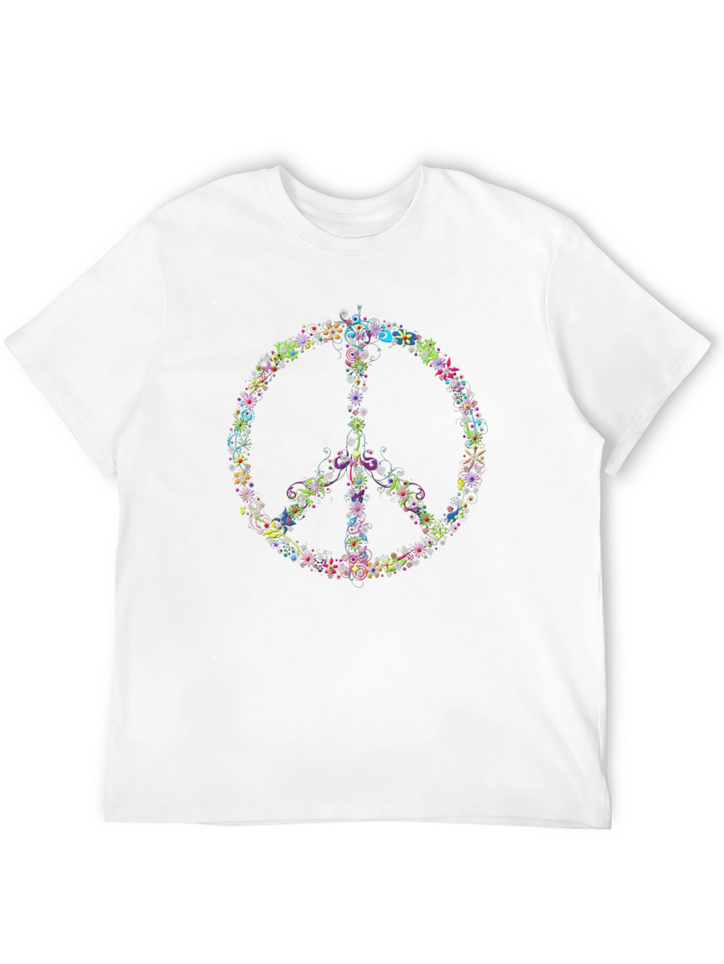 Floral Peace Sign Black T-Shirt