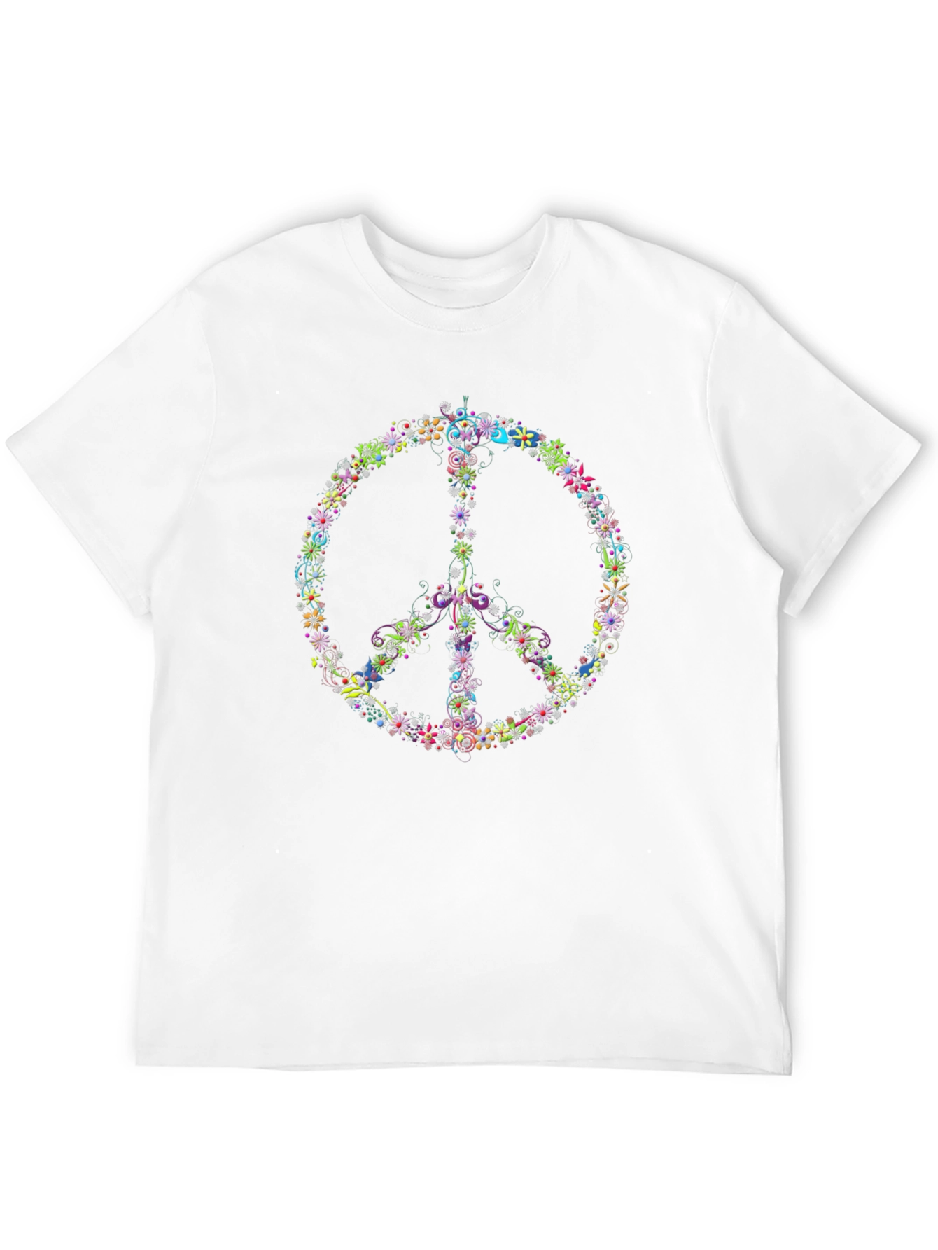 Floral Peace Sign Black T-Shirt