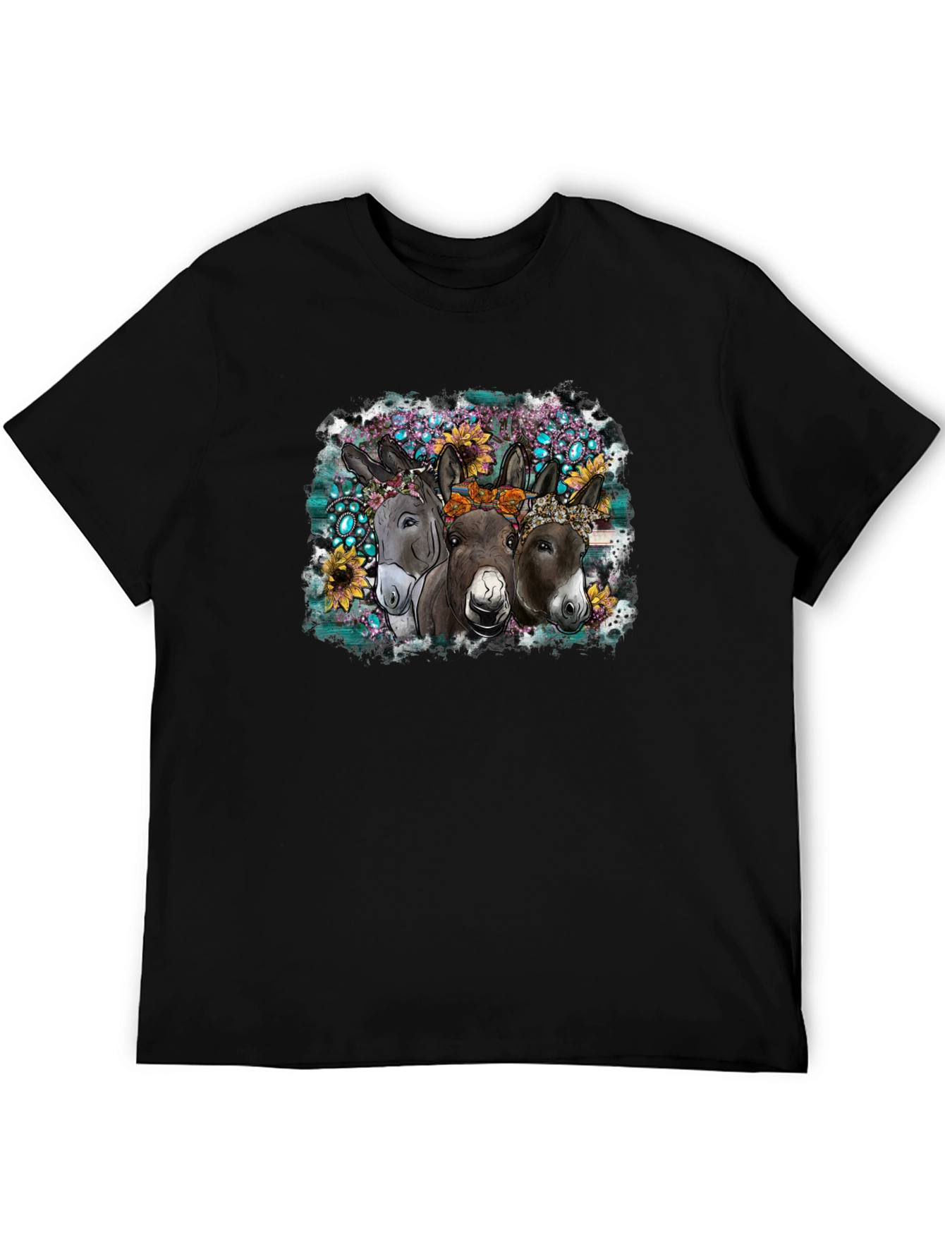 Floral Donkey Graphic Tee - Cute Farm Animal Shirt
