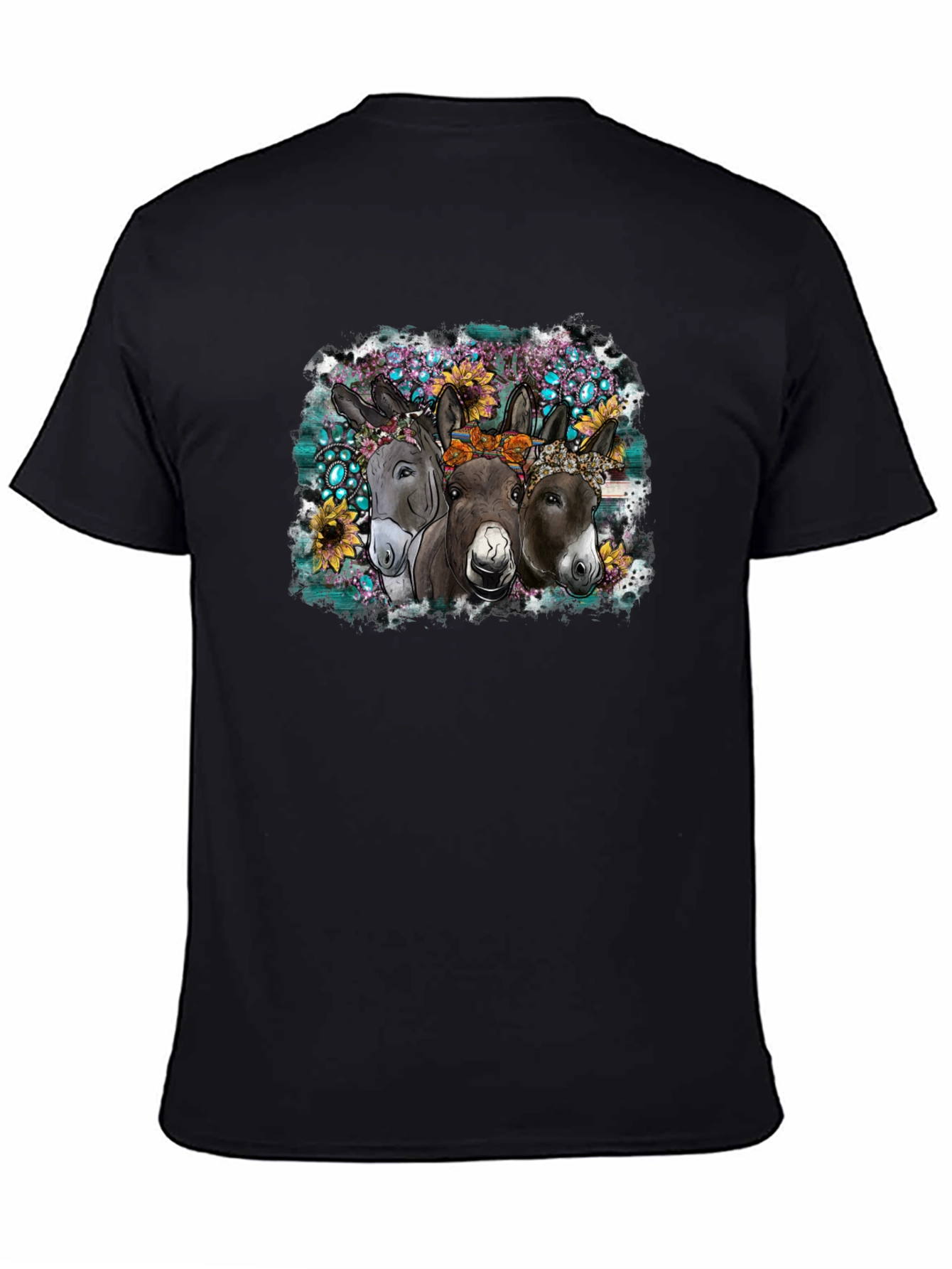 Floral Donkey Graphic Tee - Cute Farm Animal Shirt