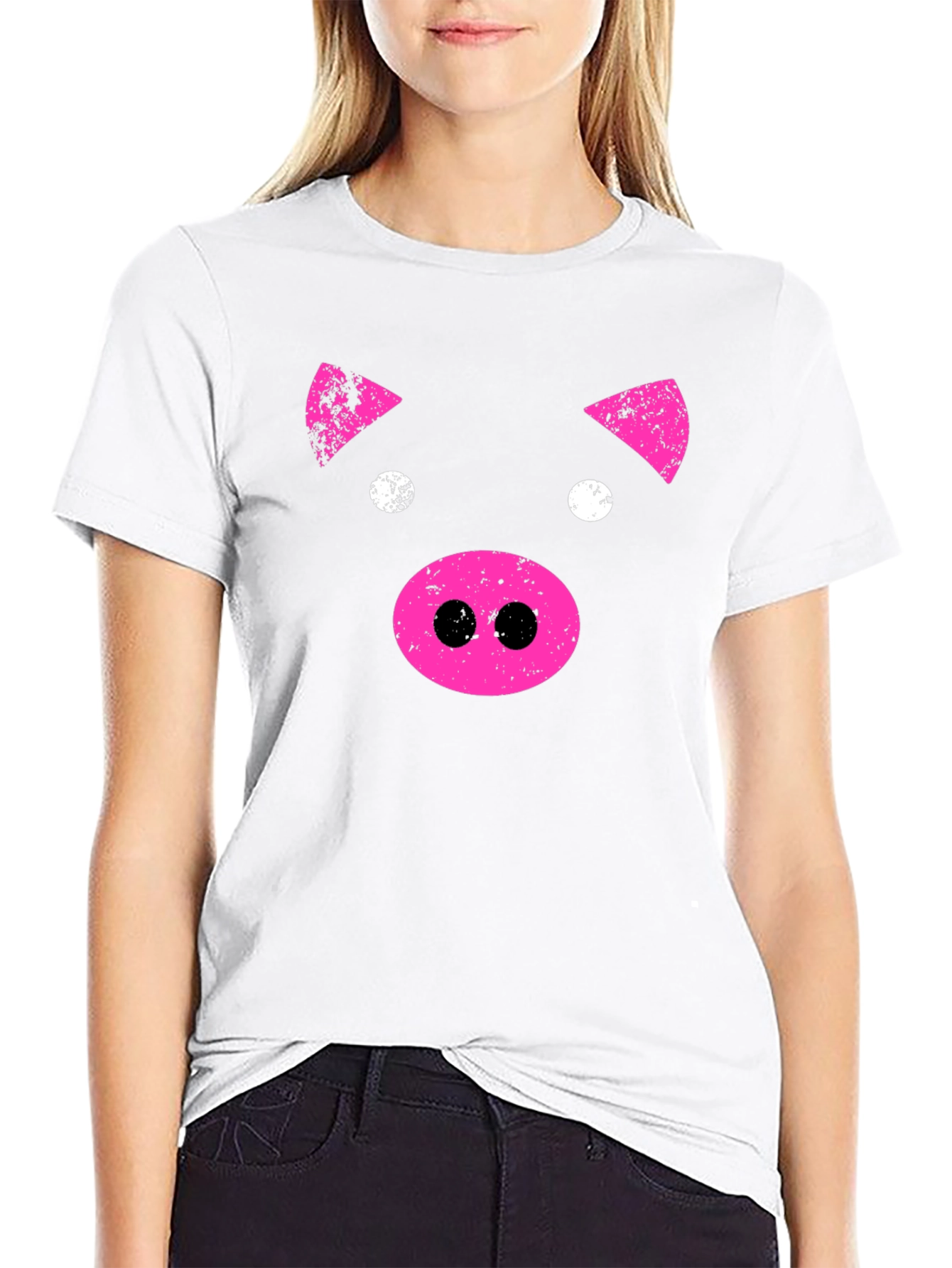 Pink Pig Graphic Tee - Black Casual T-Shirt