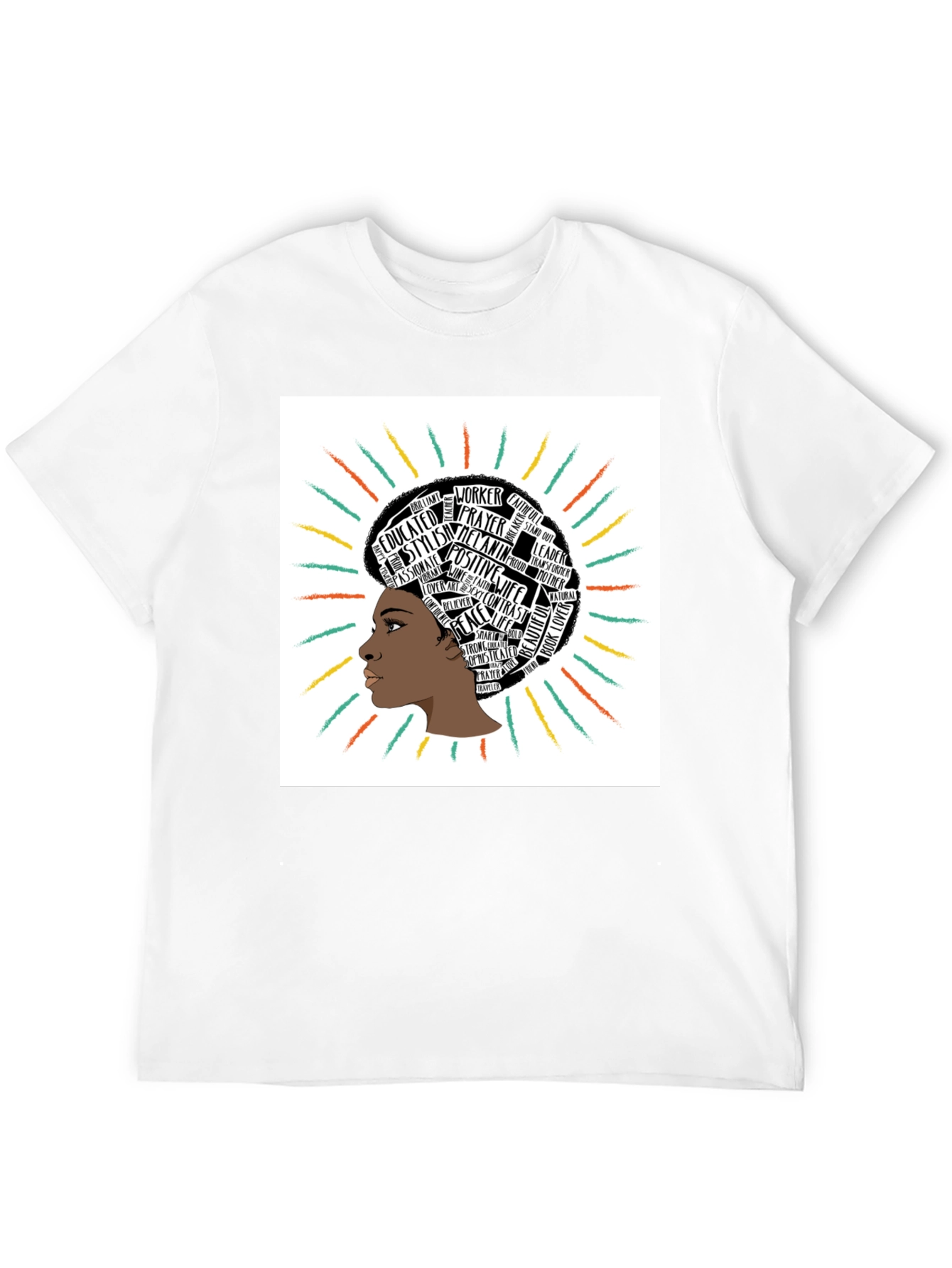 Empowered Afro Word Art Graphic Tee - Black