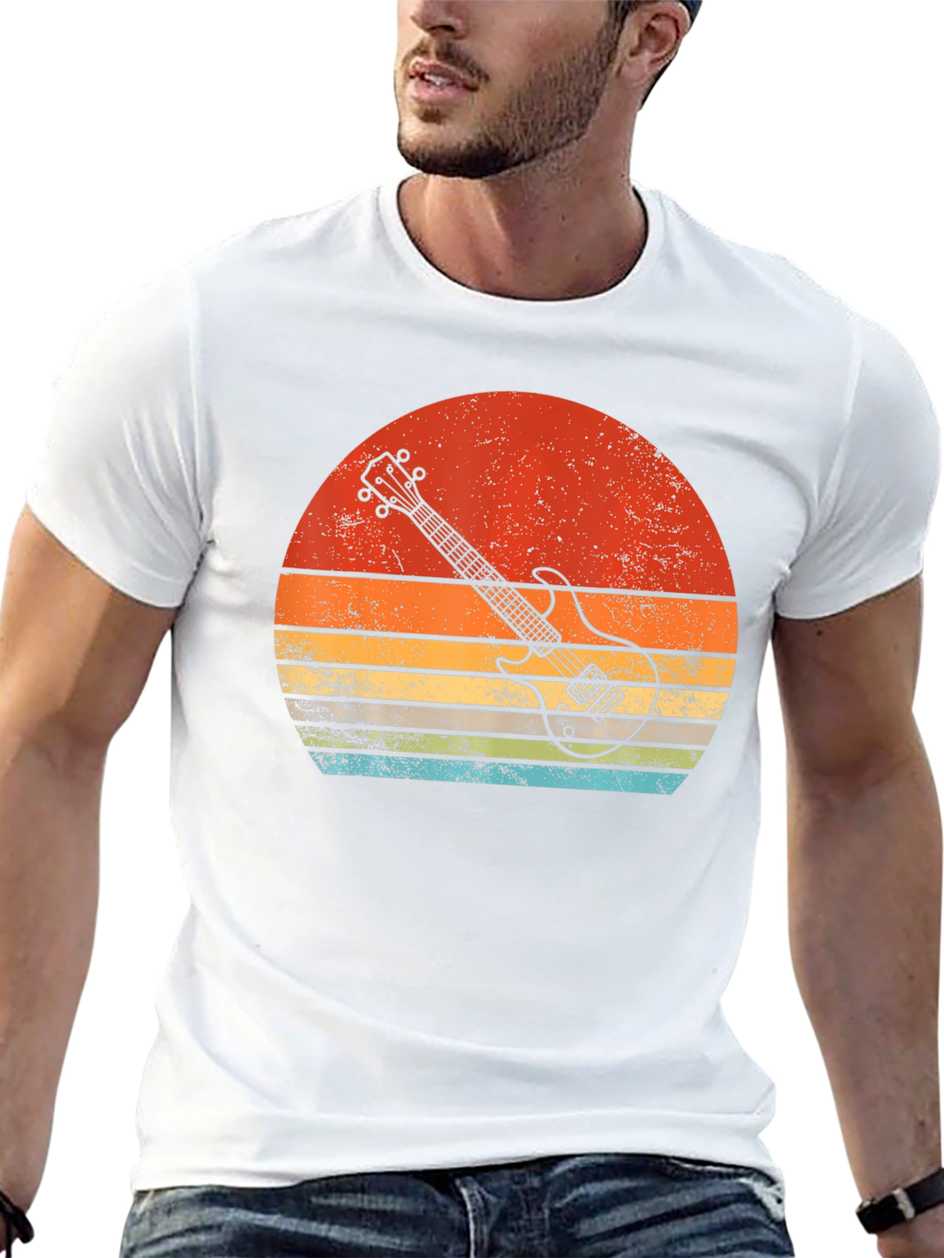 Retro Guitar Sunset Graphic Tee