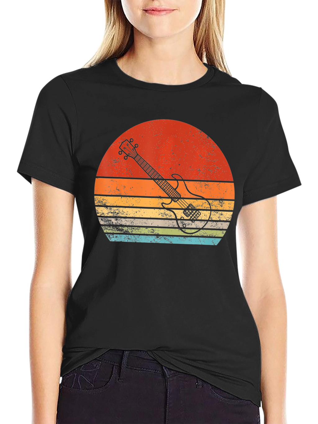 Retro Guitar Sunset Graphic Tee