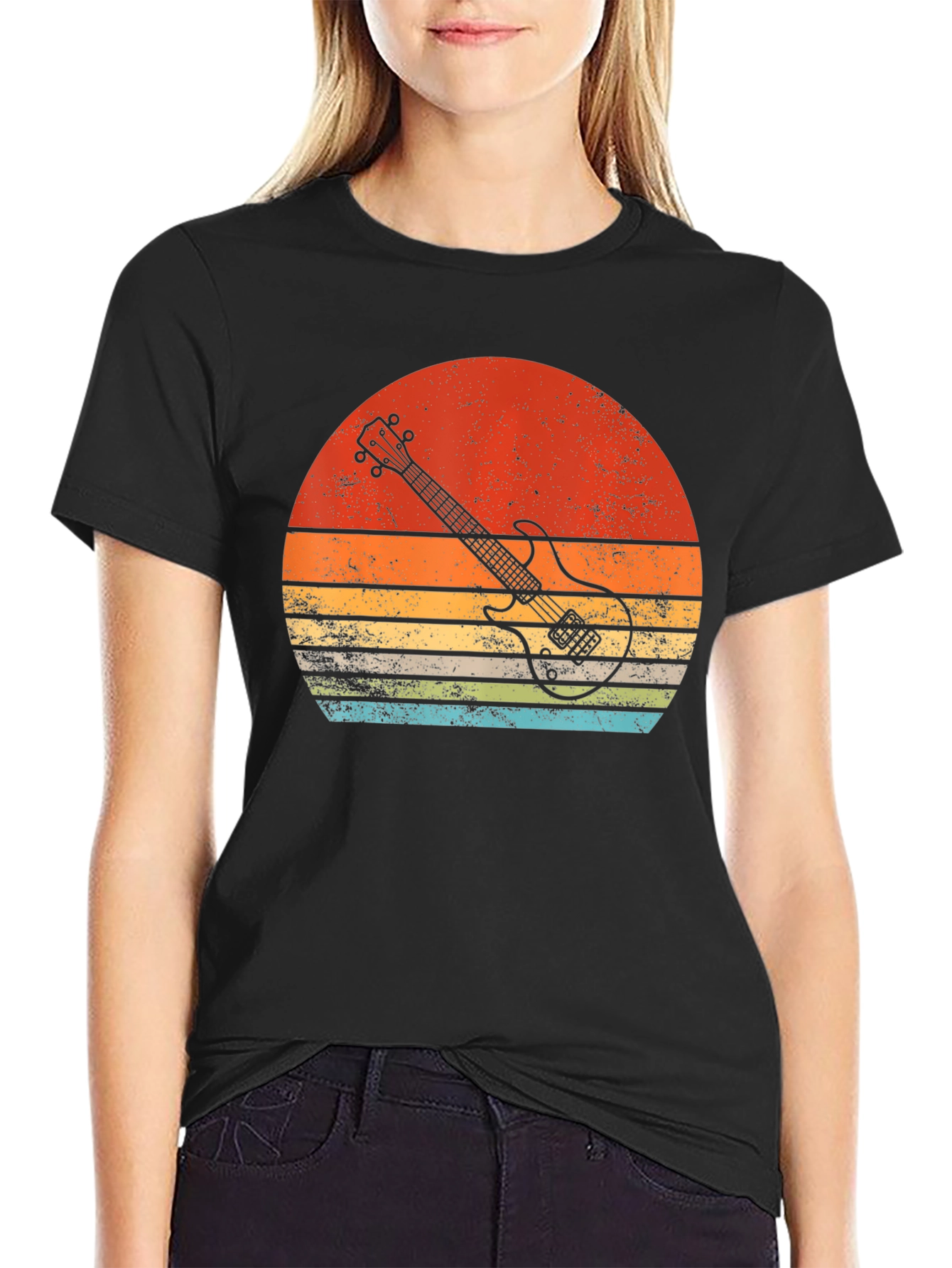 Retro Guitar Sunset Graphic Tee
