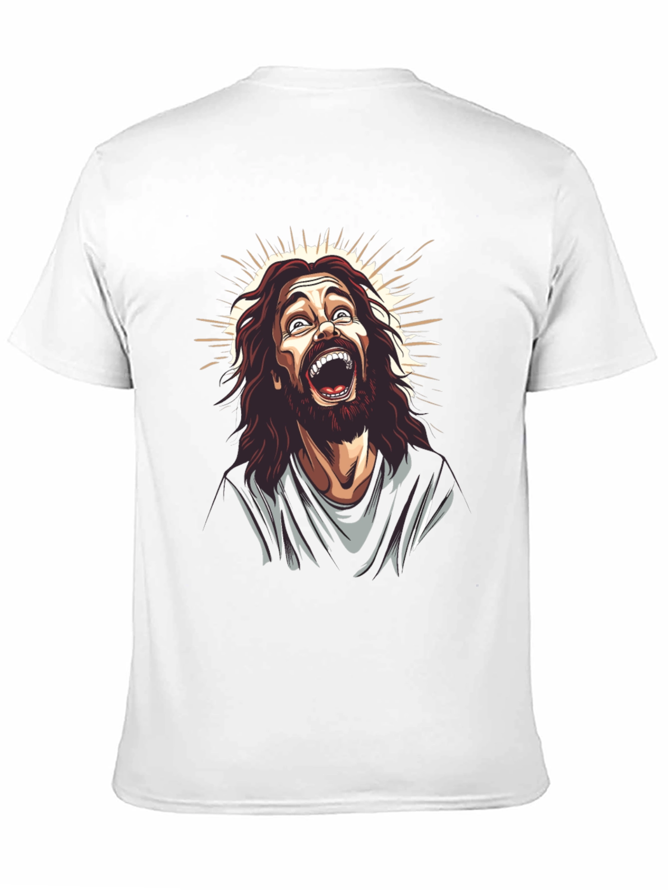 Laughing Jesus Graphic Tee - Black Cotton Blend