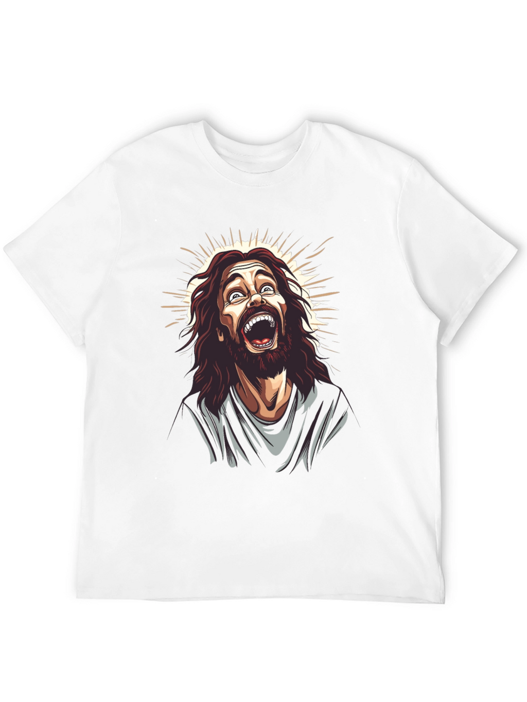 Laughing Jesus Graphic Tee - Black Cotton Blend