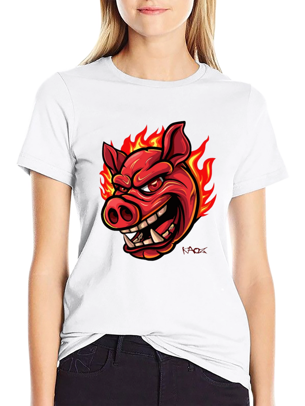 Fiery Pig Graphic T-Shirt