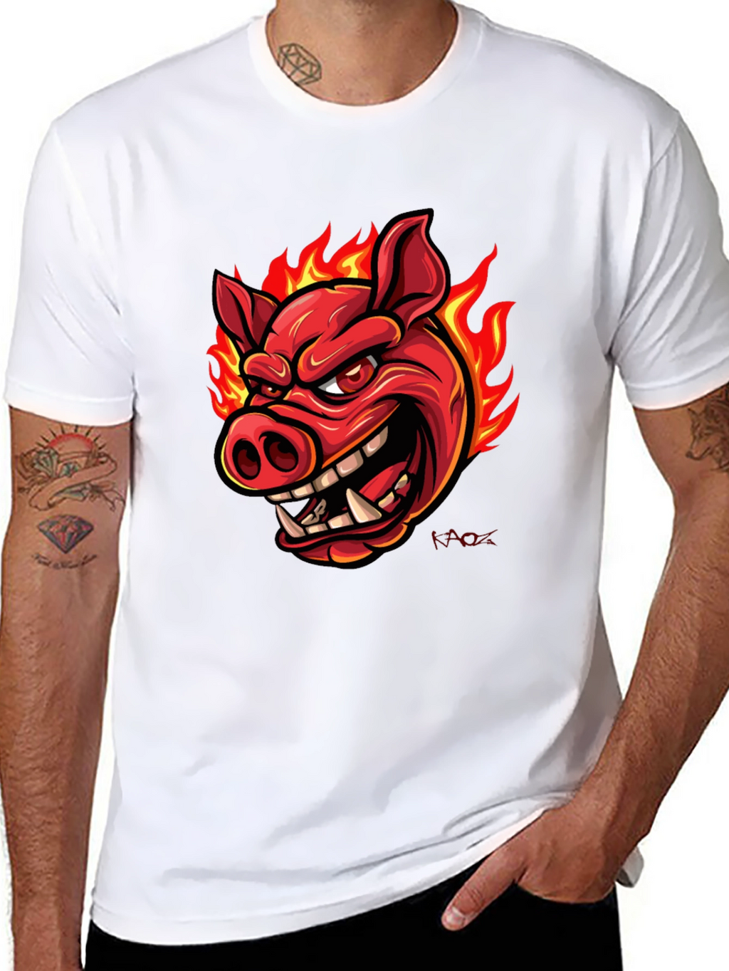 Fiery Pig Graphic T-Shirt