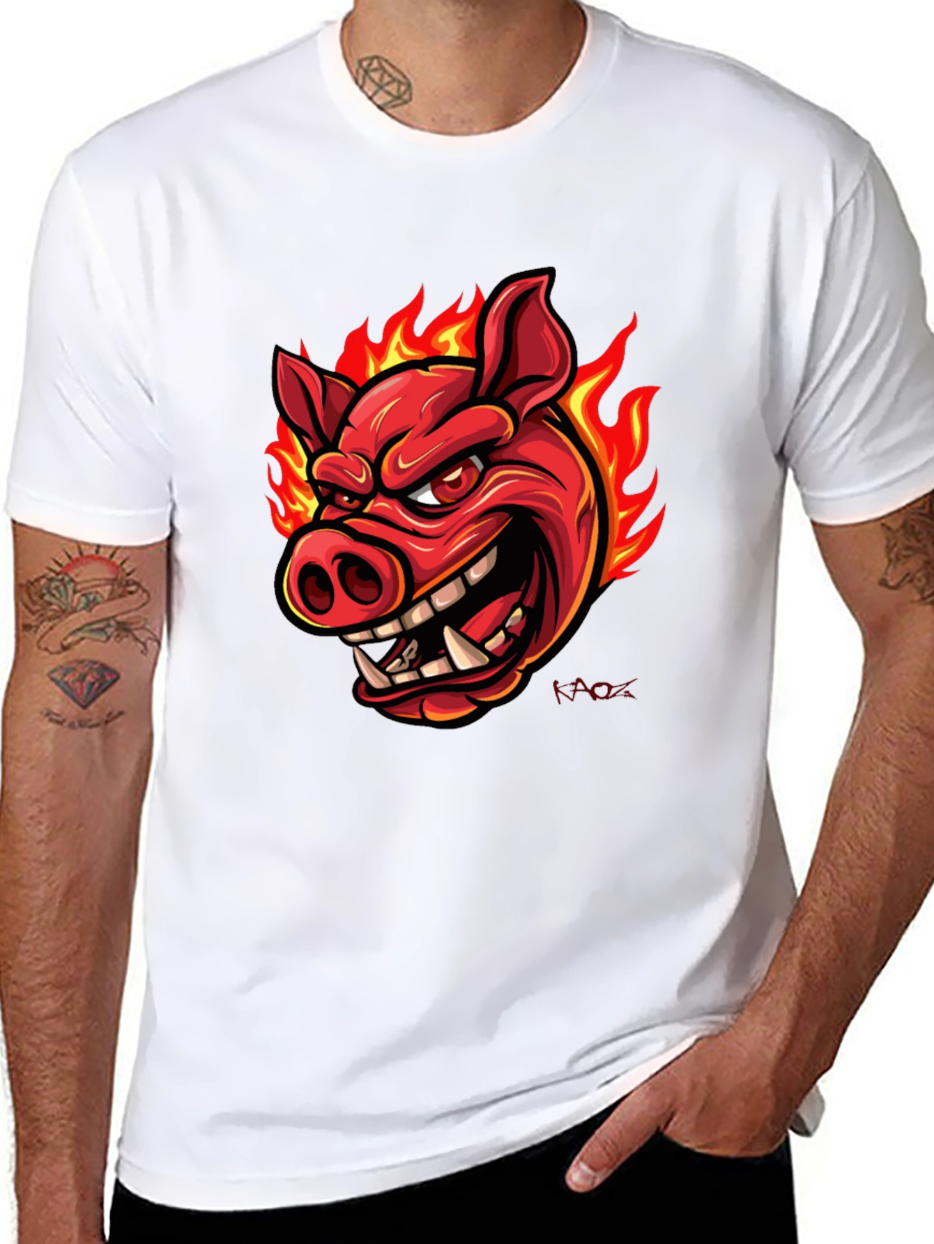Fiery Pig Graphic T-Shirt