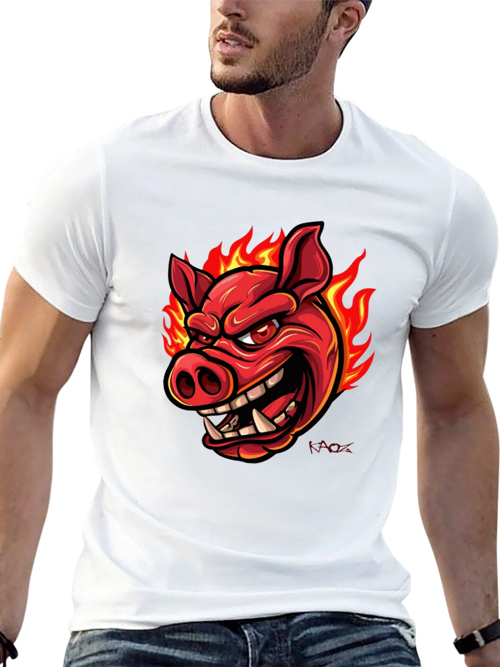 Fiery Pig Graphic T-Shirt