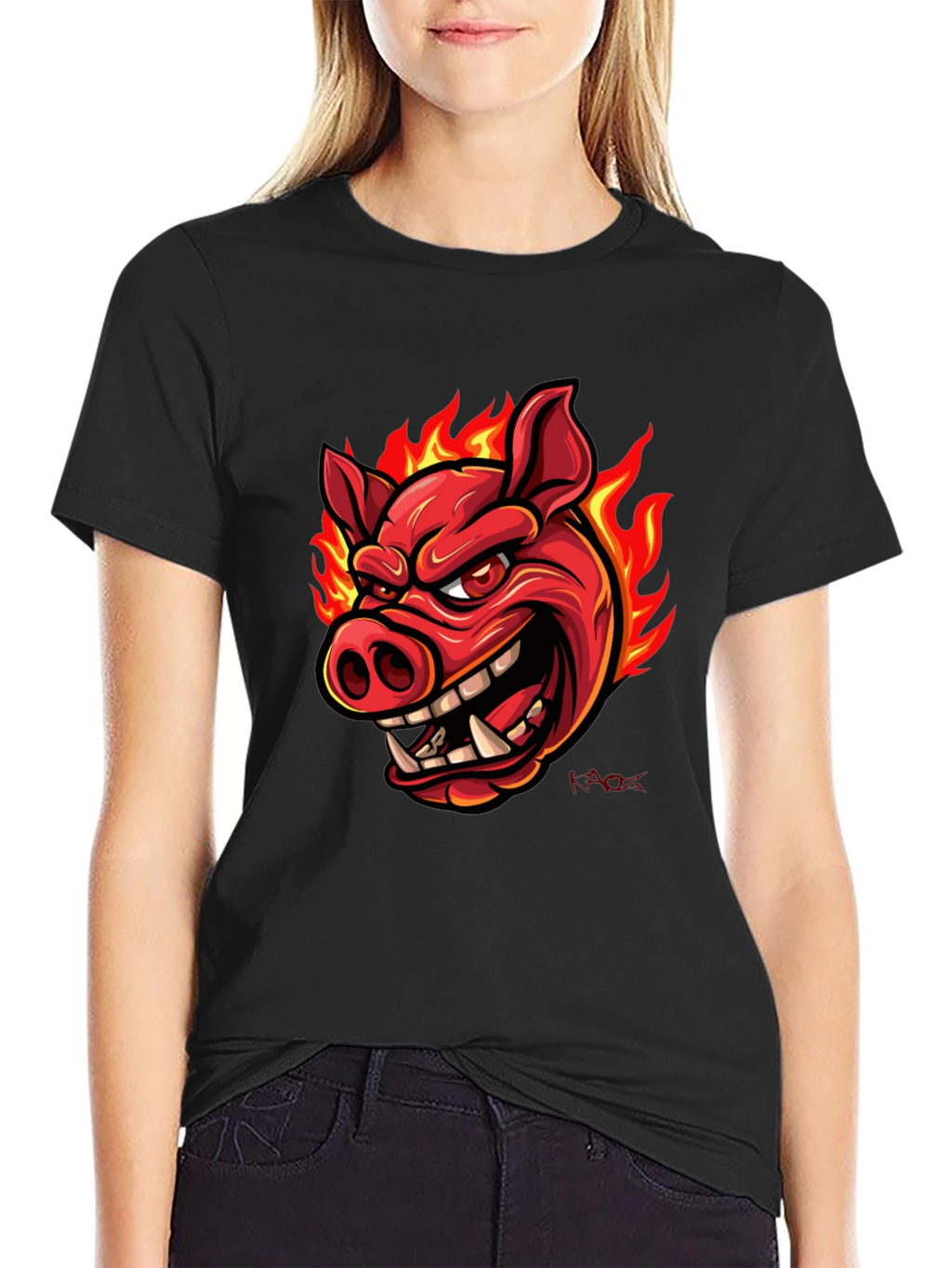 Fiery Pig Graphic T-Shirt