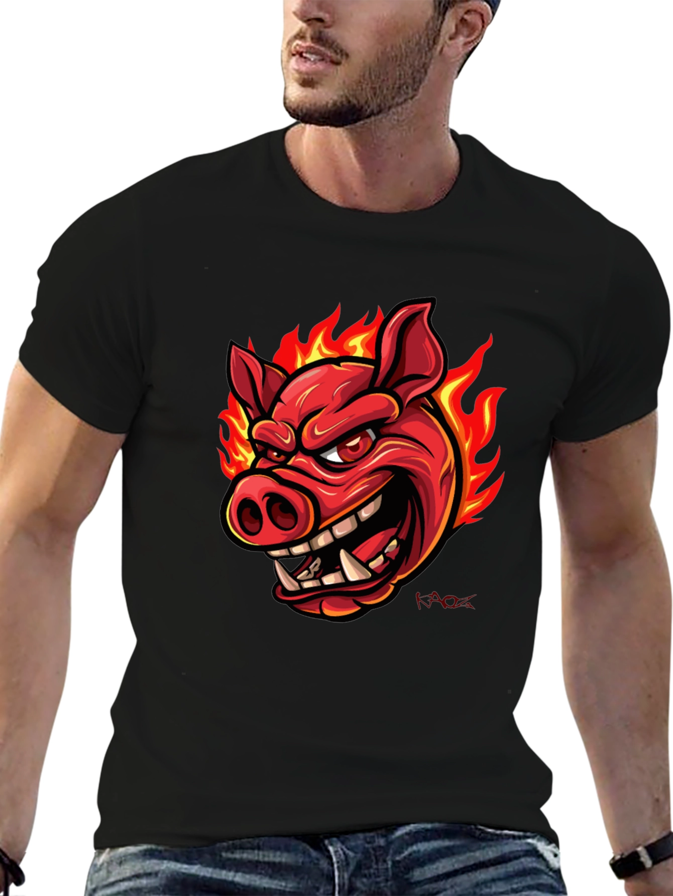Fiery Pig Graphic T-Shirt
