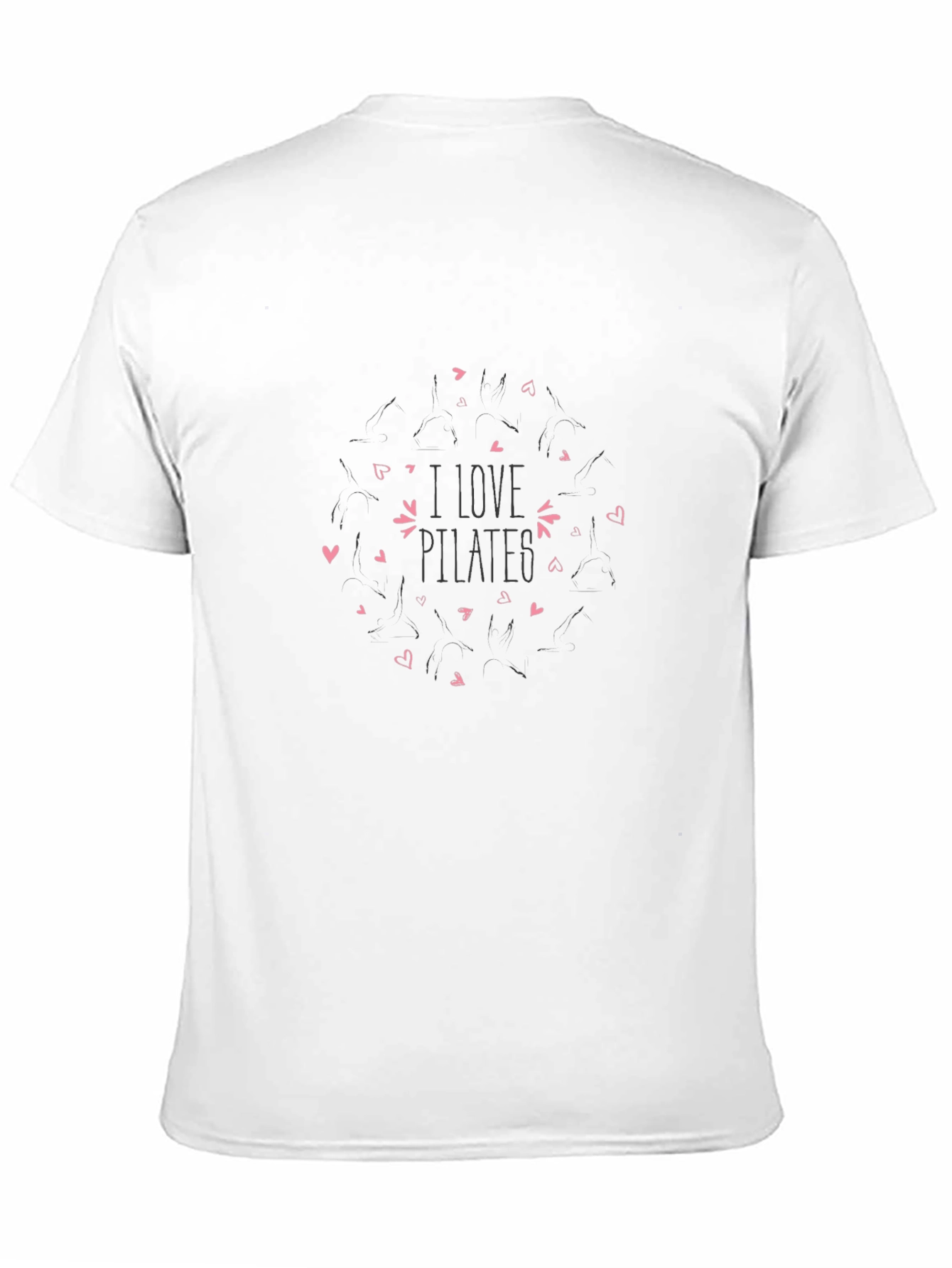 I Love Pilates Black T-Shirt with Heart Design