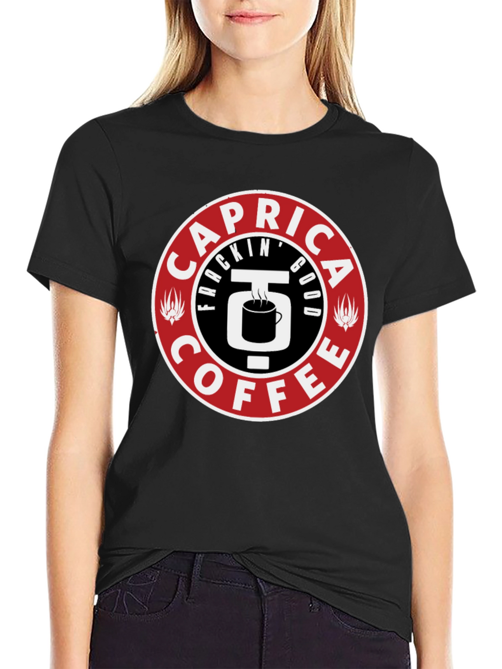 Caprica Frackin Good Coffee Graphic T-Shirt