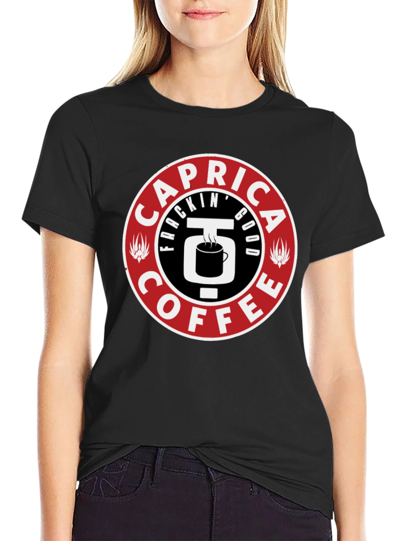 Caprica Frackin Good Coffee Graphic T-Shirt