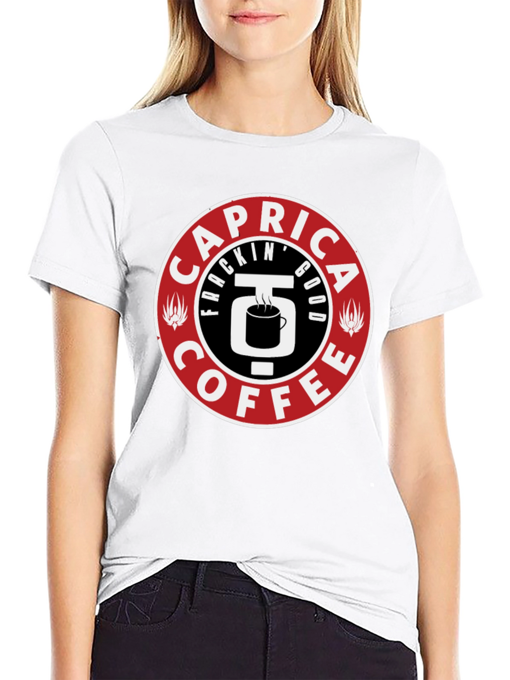Caprica Frackin Good Coffee Graphic T-Shirt