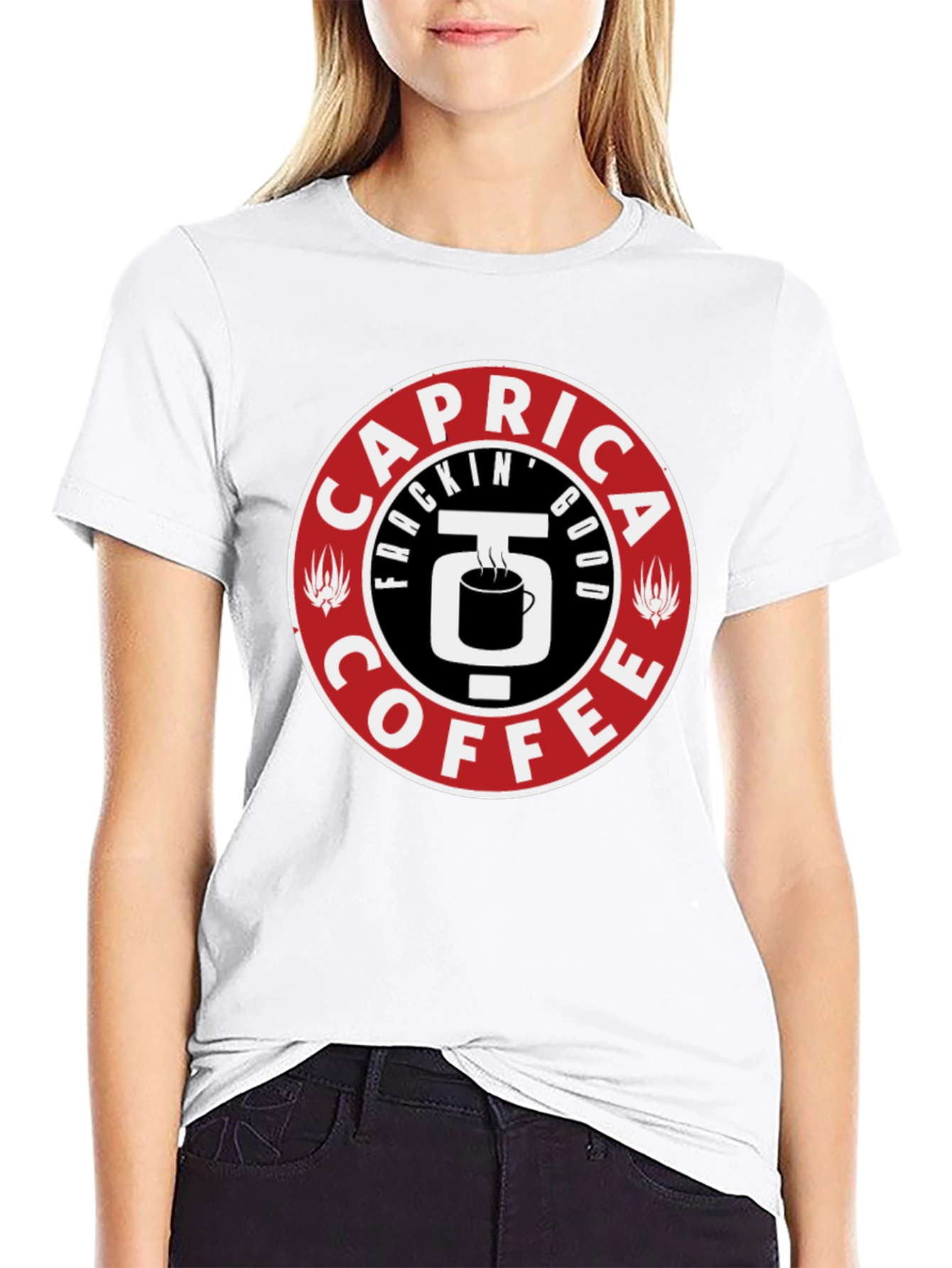 Caprica Frackin Good Coffee Graphic T-Shirt