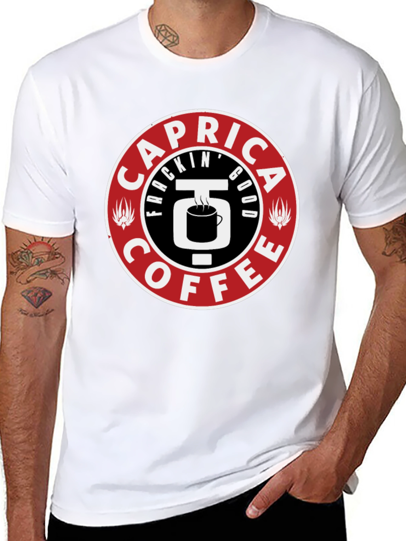 Caprica Frackin Good Coffee Graphic T-Shirt