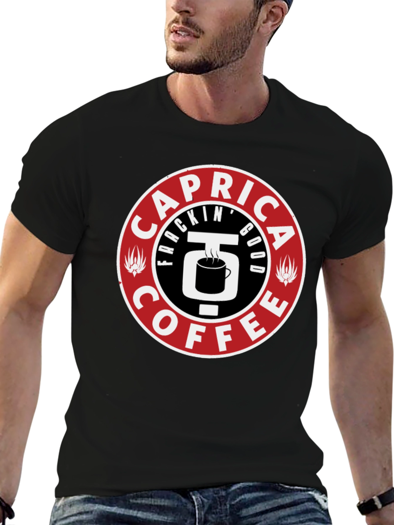 Caprica Frackin Good Coffee Graphic T-Shirt