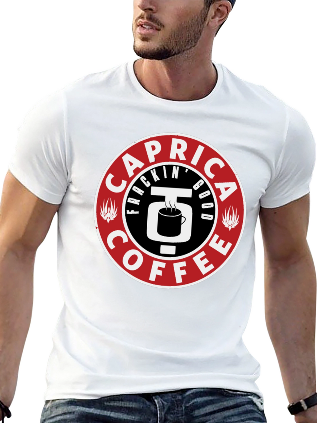 Caprica Frackin Good Coffee Graphic T-Shirt