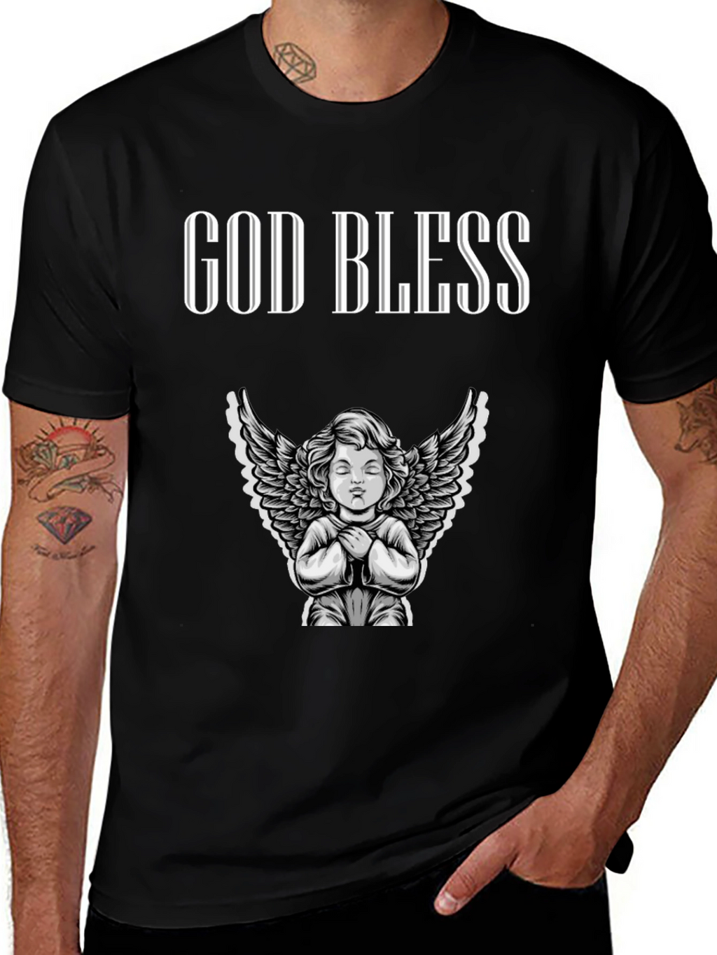 God Bless Angel Graphic T-Shirt - Unisex