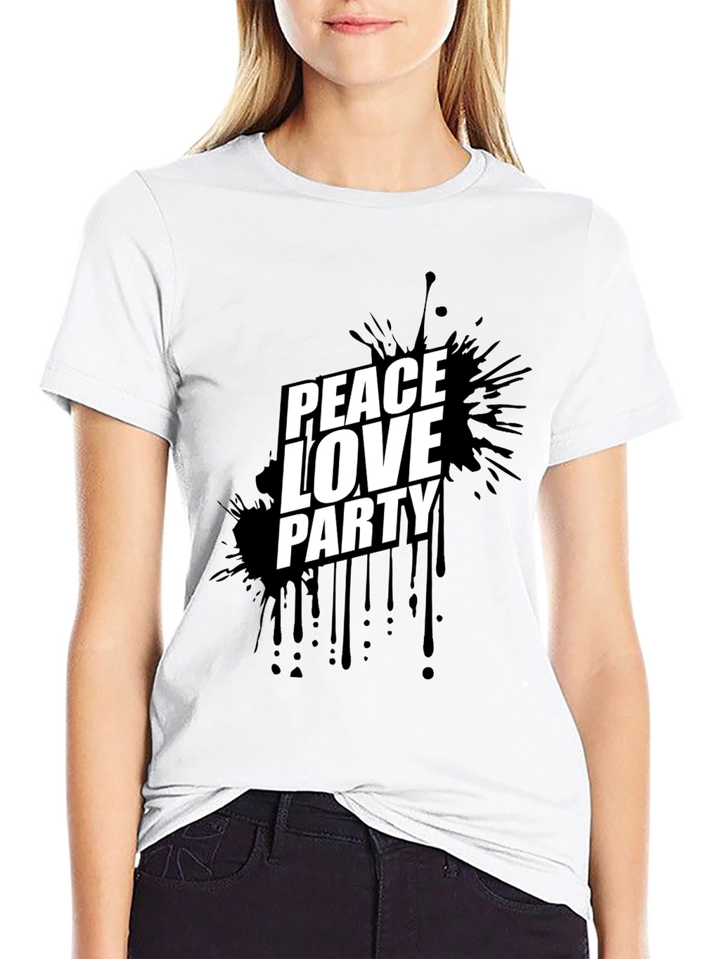Peace Love Party Black Graphic Tee